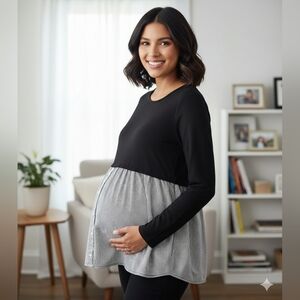 🤰🏽 Motherhood Maternity Black and White Striped Top